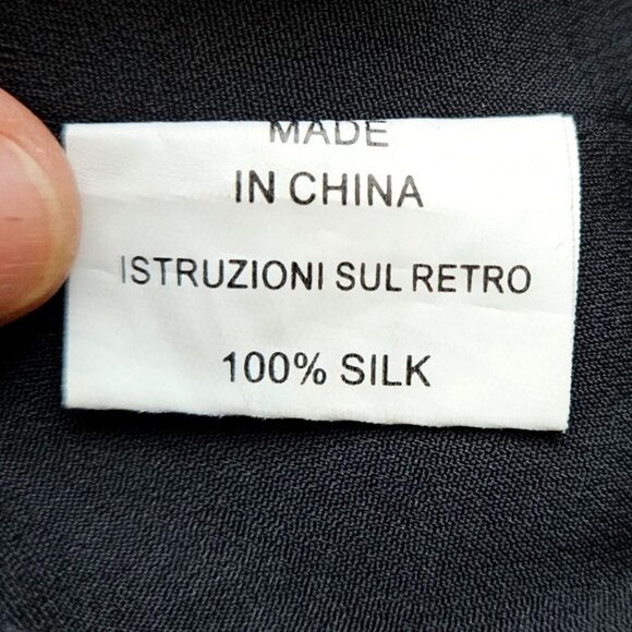 Tsumori Chisato Silk Ruffle Dress Navy Dot Print Size M Fits S Long Sleeve - Picture 7 of 16